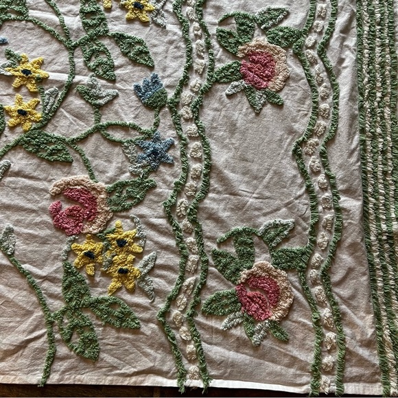 The Vermont Country Store Twin Rosalee Pastel Floral Chenille Bedspread - Picture 4 of 15